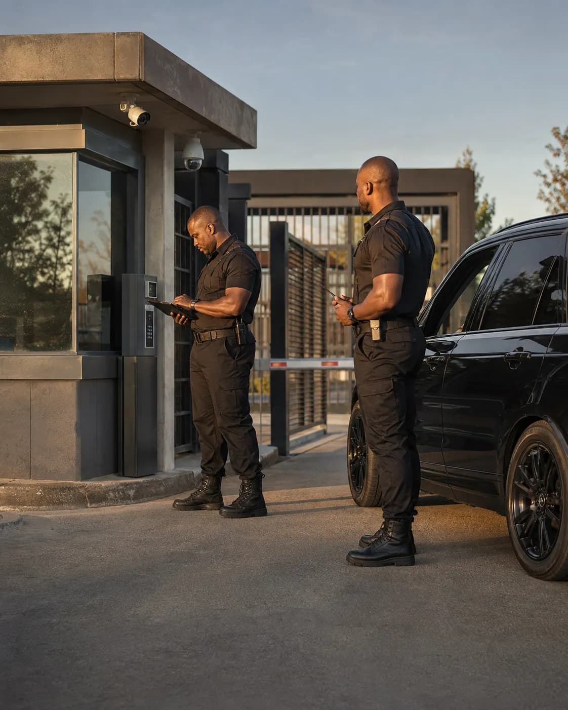 S² Tech security officers at a commercial security checkpoint